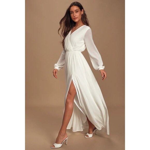 Lulus Wondrous Water Lilies White Ethereal Maxi Dress - Picture 1 of 13